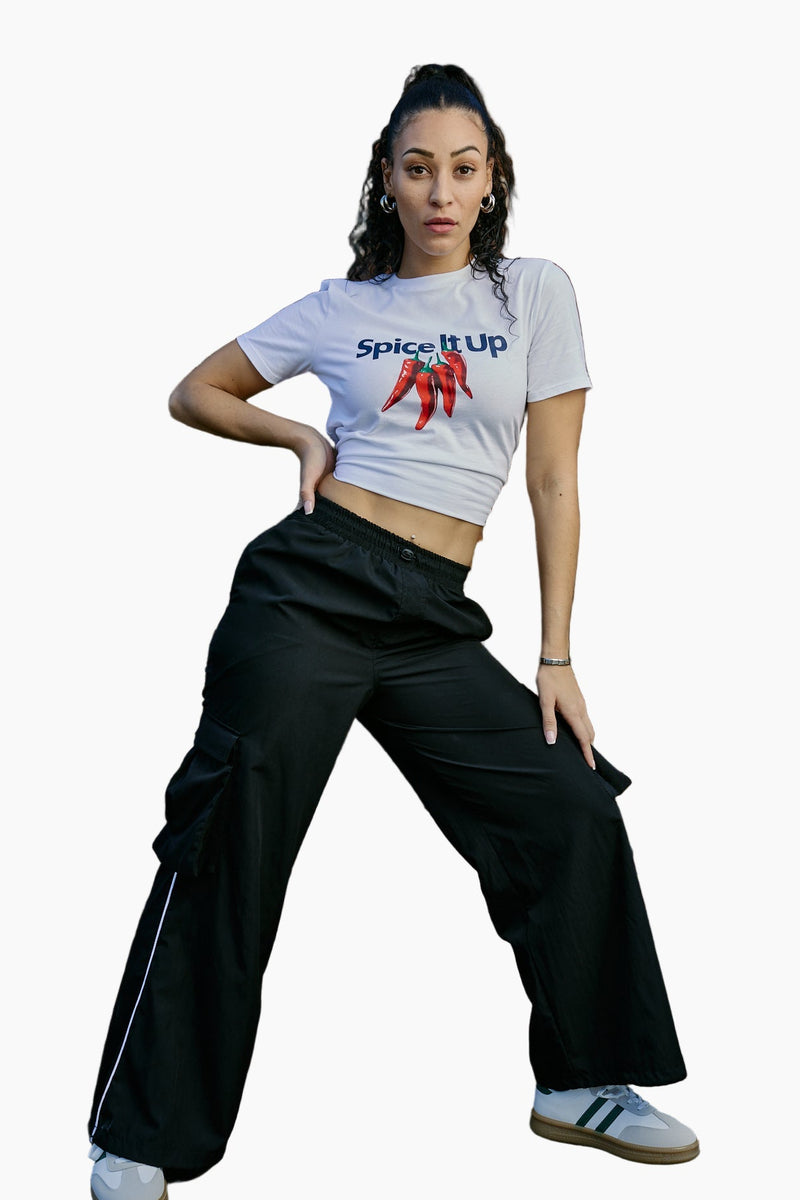 BLACK TASLON CARGO PANT