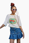 CREAM 'BERRY SWEET' CREW NECK OVERSIZED TEE