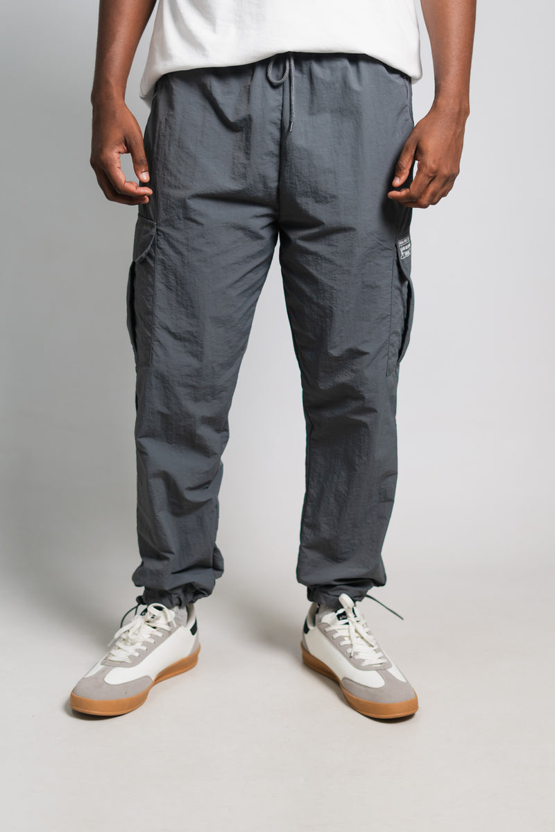 GREY PARACHUTE PANTS ZIPS