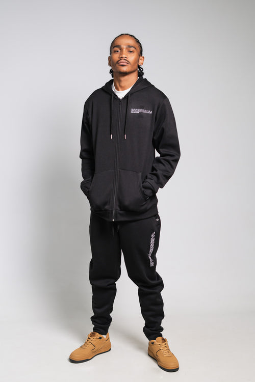 BLACK ESSENTIAL 1 UP ZIP-THRU HOODY