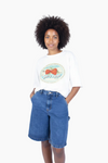 CREAM 'BERRY SWEET' CREW NECK OVERSIZED TEE