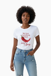 LADIES WHITE ''SWEET & SPICY" SLIM FIT TEE