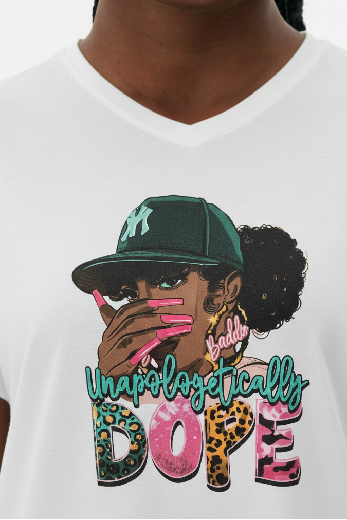 'DOPE' OVERSIZED V NECK TEE