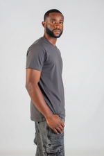 GREY MELANGE V-NECKTEE