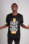 BLACK GOOD PEOPLE BEER SLOGAN TEE