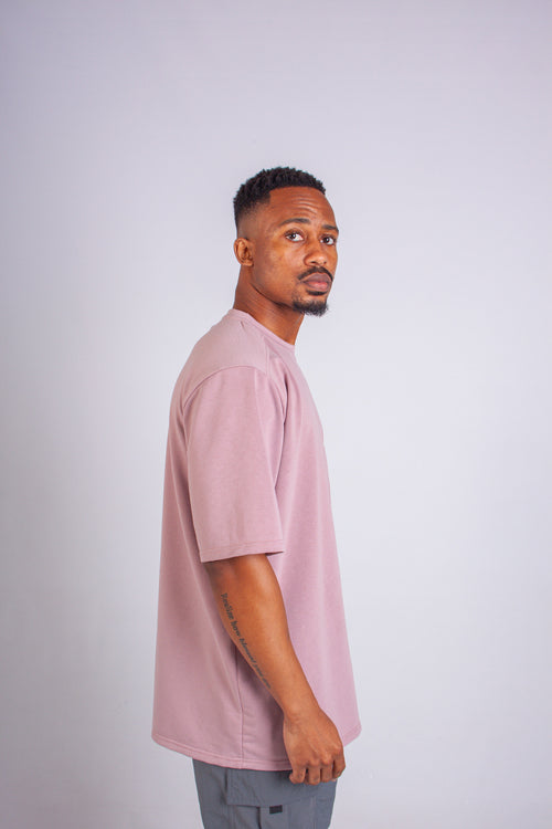 MAUVE 460 F/TERRY O/SIZED POCKET TEE