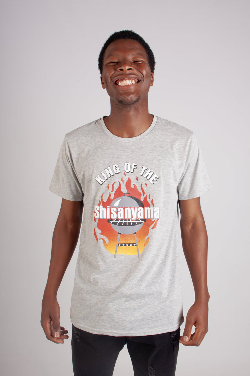 GREY MELANGEANGE KING OF SHISANYAMA SLOGAN TEE