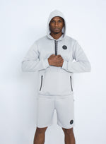 Grey Scuba Hoody Pullover With Zip Detail