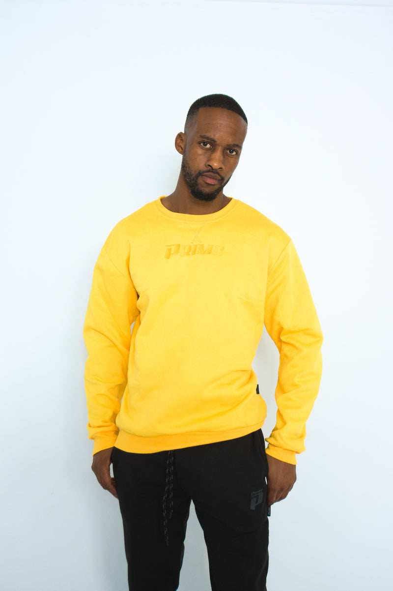 Yellow Primo Core Crew Neck Sweat With Embroidery