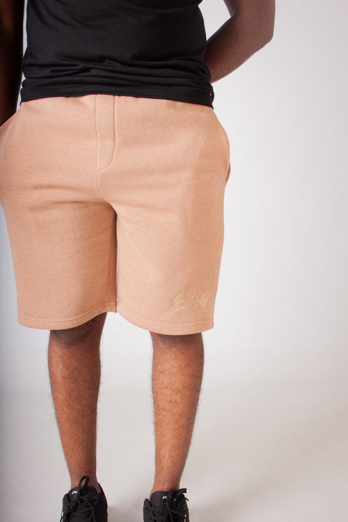 OAT MELANGE EMB FLEECE KNIT SHORTS