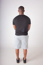 GREY MELANGE EMB  FLEECE KNIT SHORTS