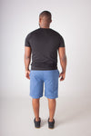 BLUE EMB FLEECE KNIT SHORTS