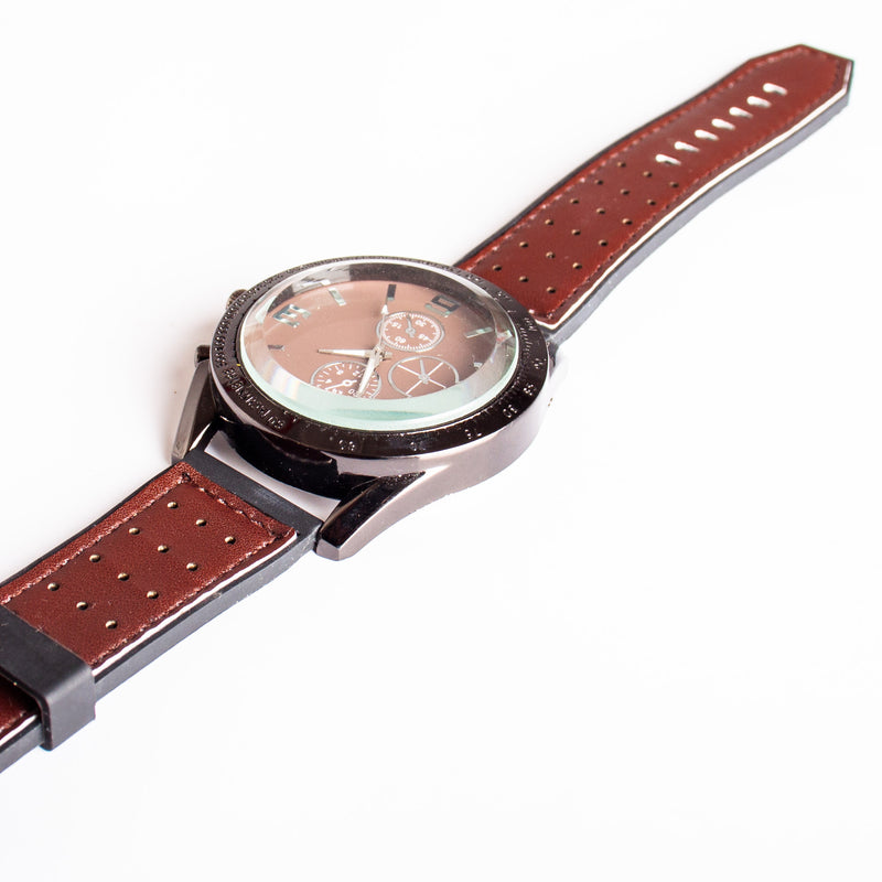 BROWN LEATHERETTE ANALOGUE WATCH