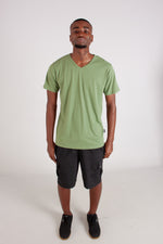 DARK SAGE V NECK TEE