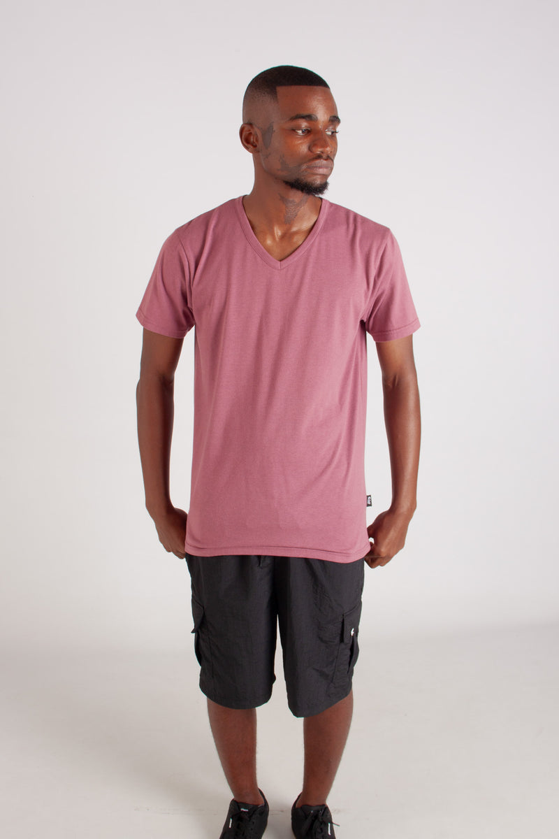 MAUVE V- NECK TEE