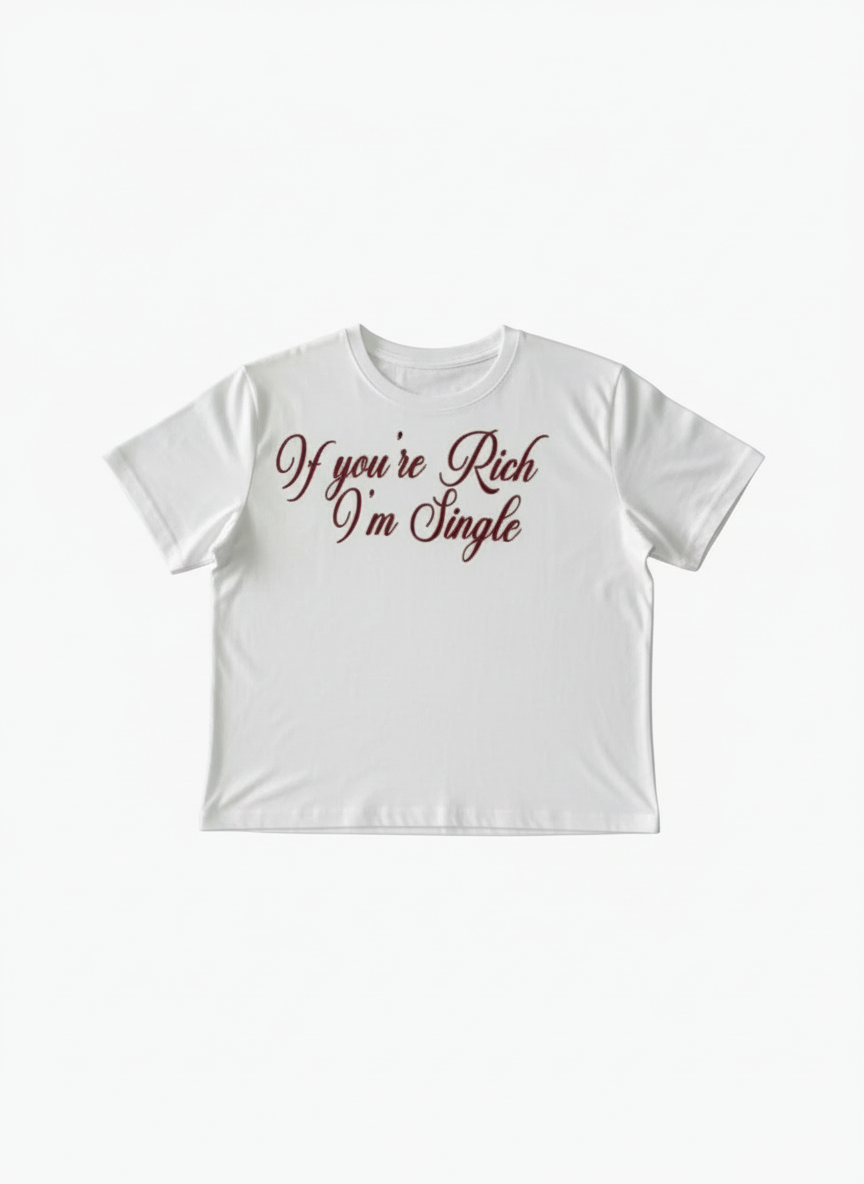 'IF YOURE RICH' SLIM CROPPED TEE