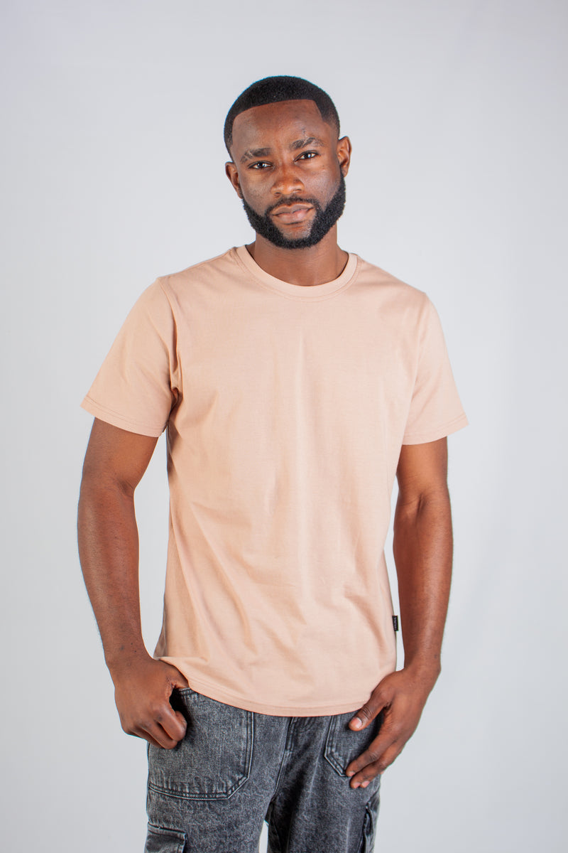 TAUPE CREW NECK T-SHIRT