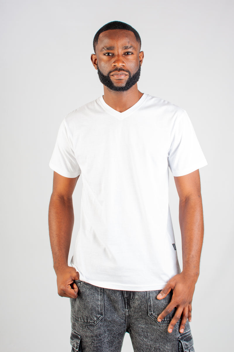 WHITE V-NECK T-SHIRT