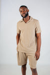 TAUPE JACQUARD JOHNNY COLLAR