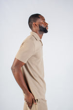 TAUPE JACQUARD JOHNNY COLLAR