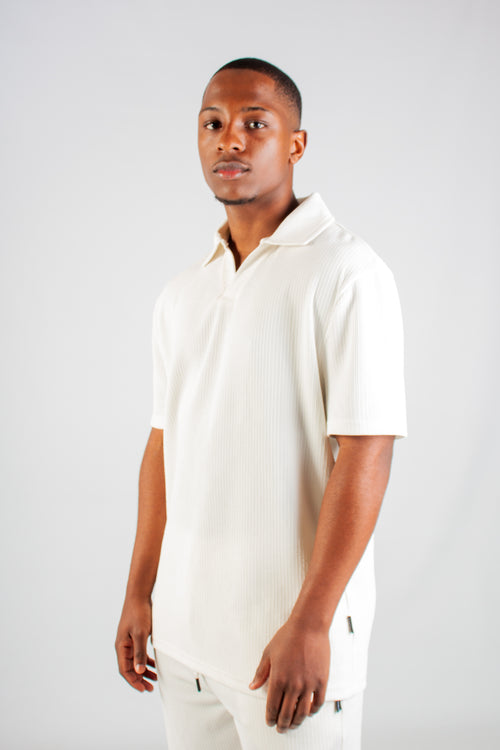 CREAM JACQUARD JOHNNY COLLAR