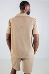 TAUPE JACQUARD JOHNNY COLLAR