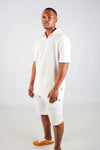 CREAM JACQUARD JOHNNY COLLAR