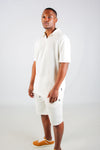 CREAM JACQUARD JOHNNY COLLAR