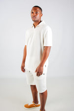 CREAM JACQUARD JOHNNY COLLAR