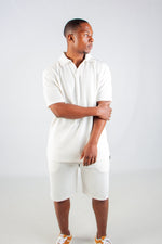 CREAM JACQUARD JOHNNY COLLAR
