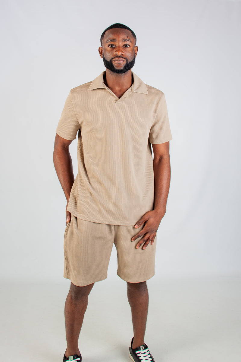 TAUPE JACQUARD KNIT SHORT
