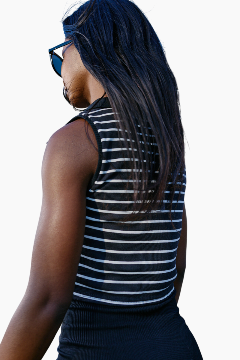 STRIPED RIP JOHNY COLLAR TOP
