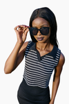 STRIPED RIP JOHNY COLLAR TOP