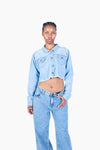 LIGHT BLUE CROPPED DENIM TOP