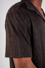 BLACK STRETCH LACE SHIRT