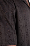 BLACK STRETCH LACE SHIRT