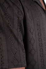 BLACK STRETCH LACE SHIRT