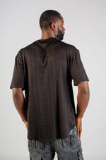 BLACK STRETCH LACE SHIRT