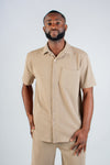 TAUPE JACQUARD KNIT SHIRT