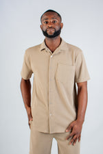 TAUPE JACQUARD KNIT SHIRT