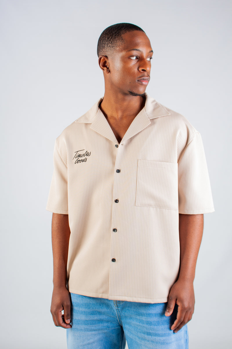 STONE STRIPED BOXY SHIRT