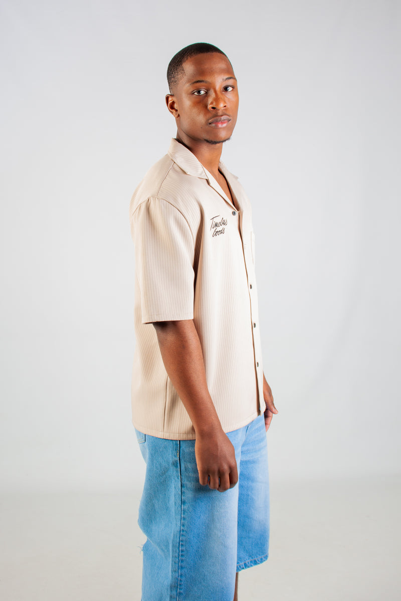 STONE STRIPED BOXY SHIRT