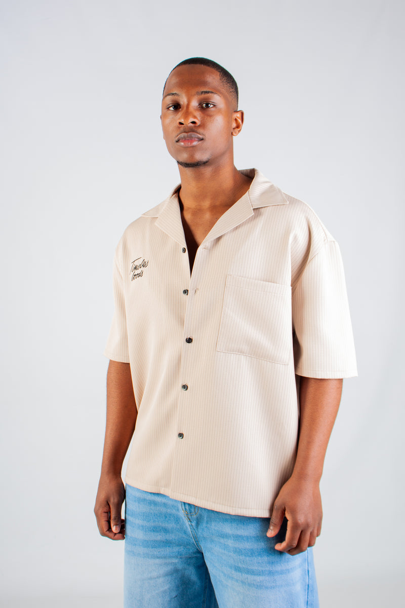 STONE STRIPED BOXY SHIRT