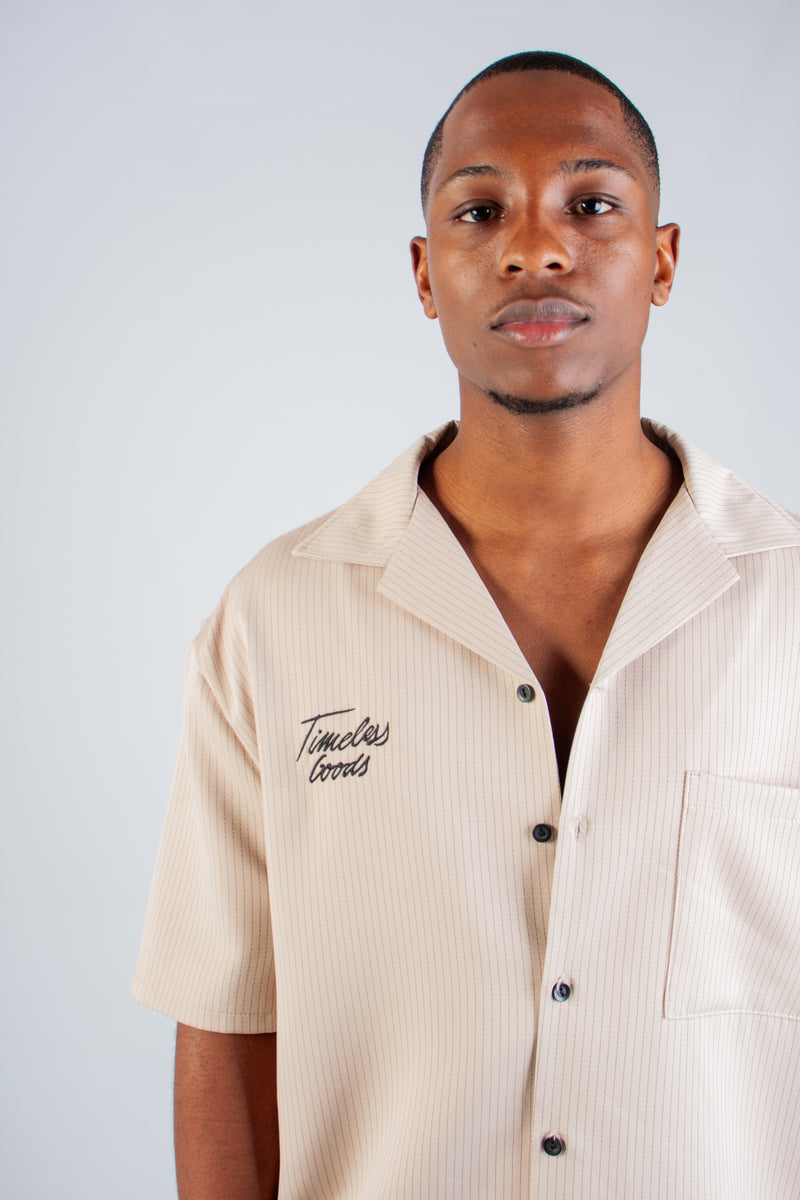 STONE STRIPED BOXY SHIRT