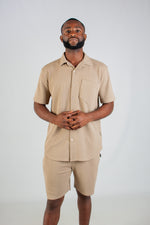 TAUPE JACQUARD KNIT SHIRT