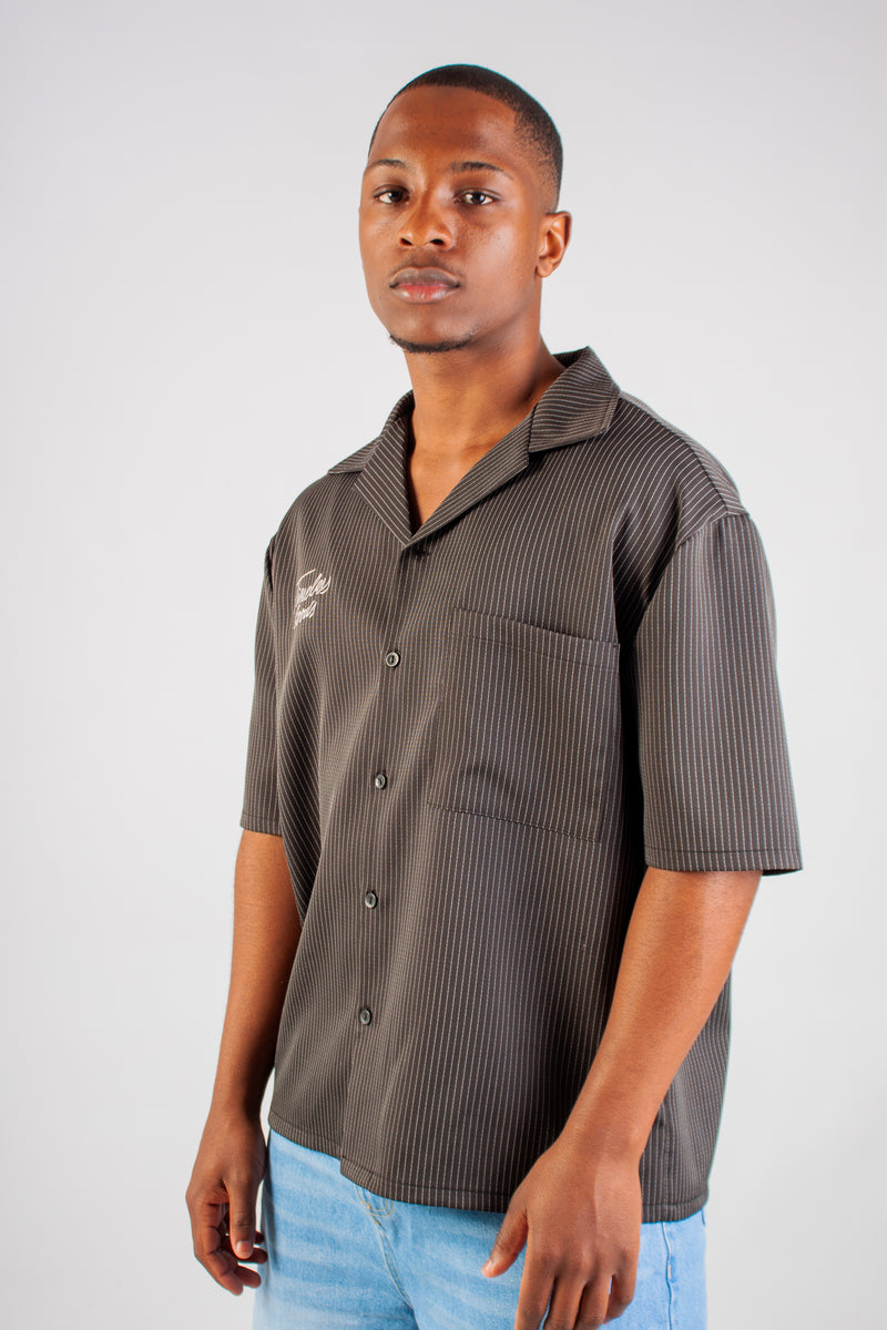 BLACK STRIPED BOXY SHIRT