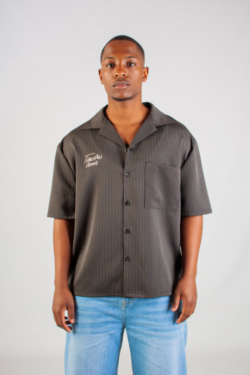 BLACK STRIPED BOXY SHIRT