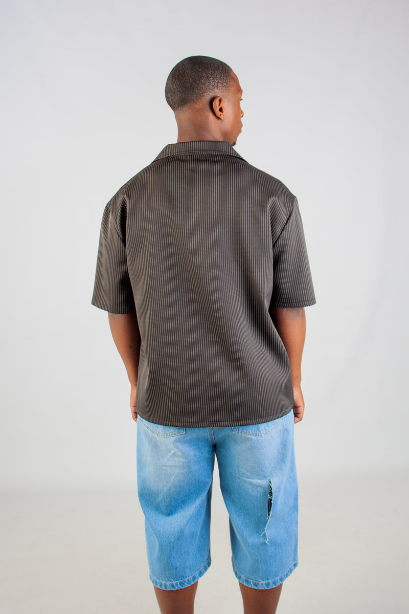 BLACK STRIPED BOXY SHIRT