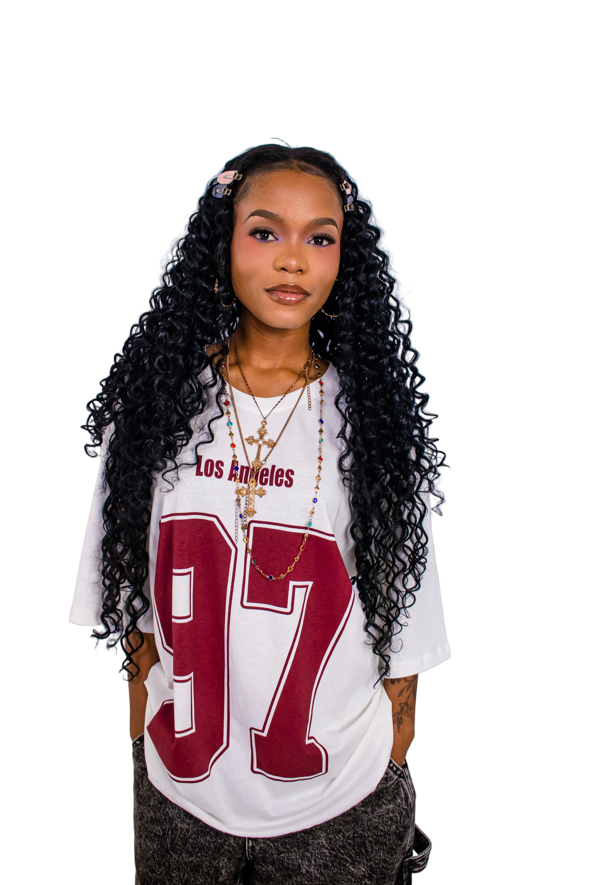 'LOS ANGELES' 97 V-NECK OVERSIZED TEE