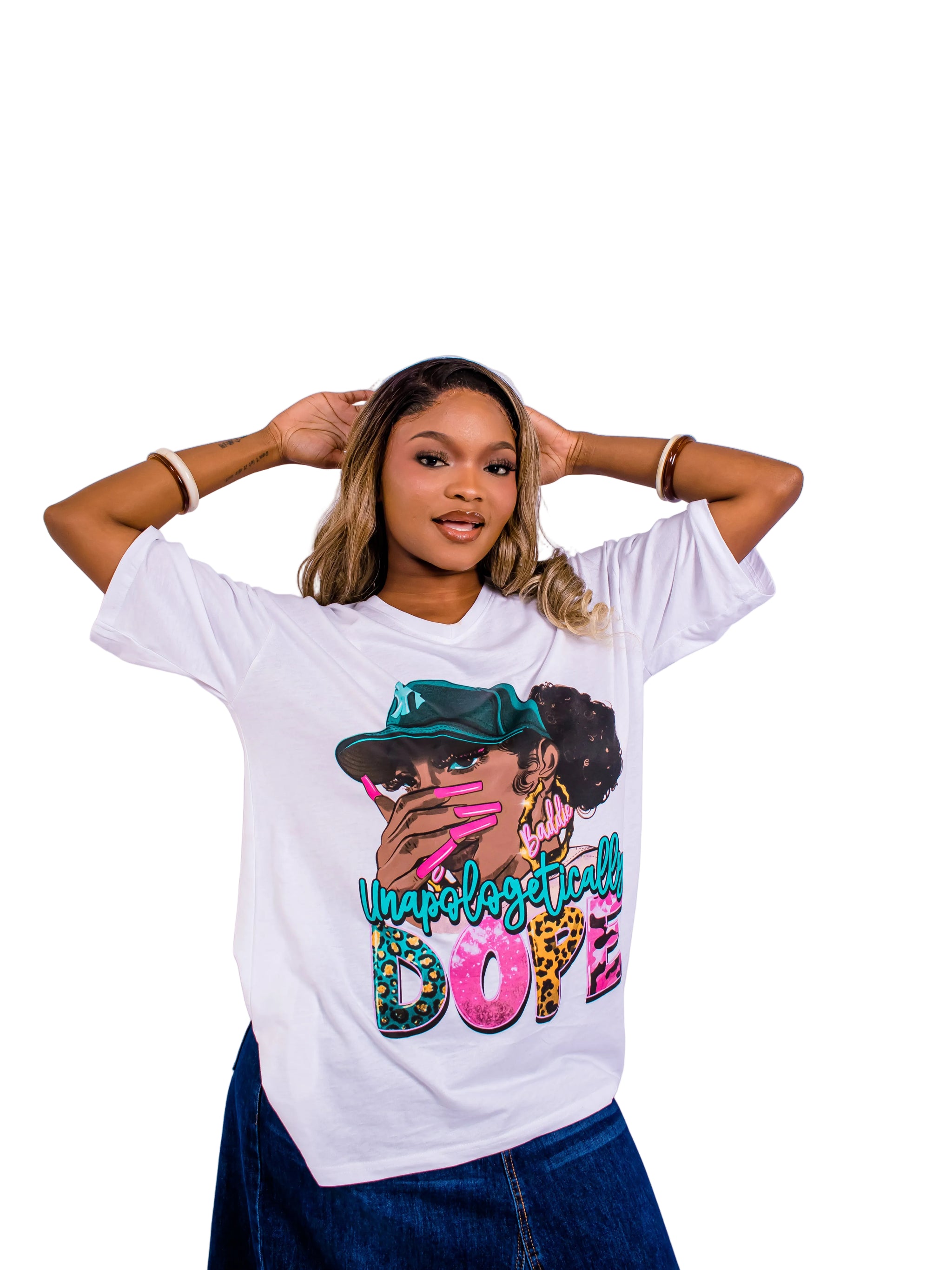'DOPE' OVERSIZED V NECK TEE